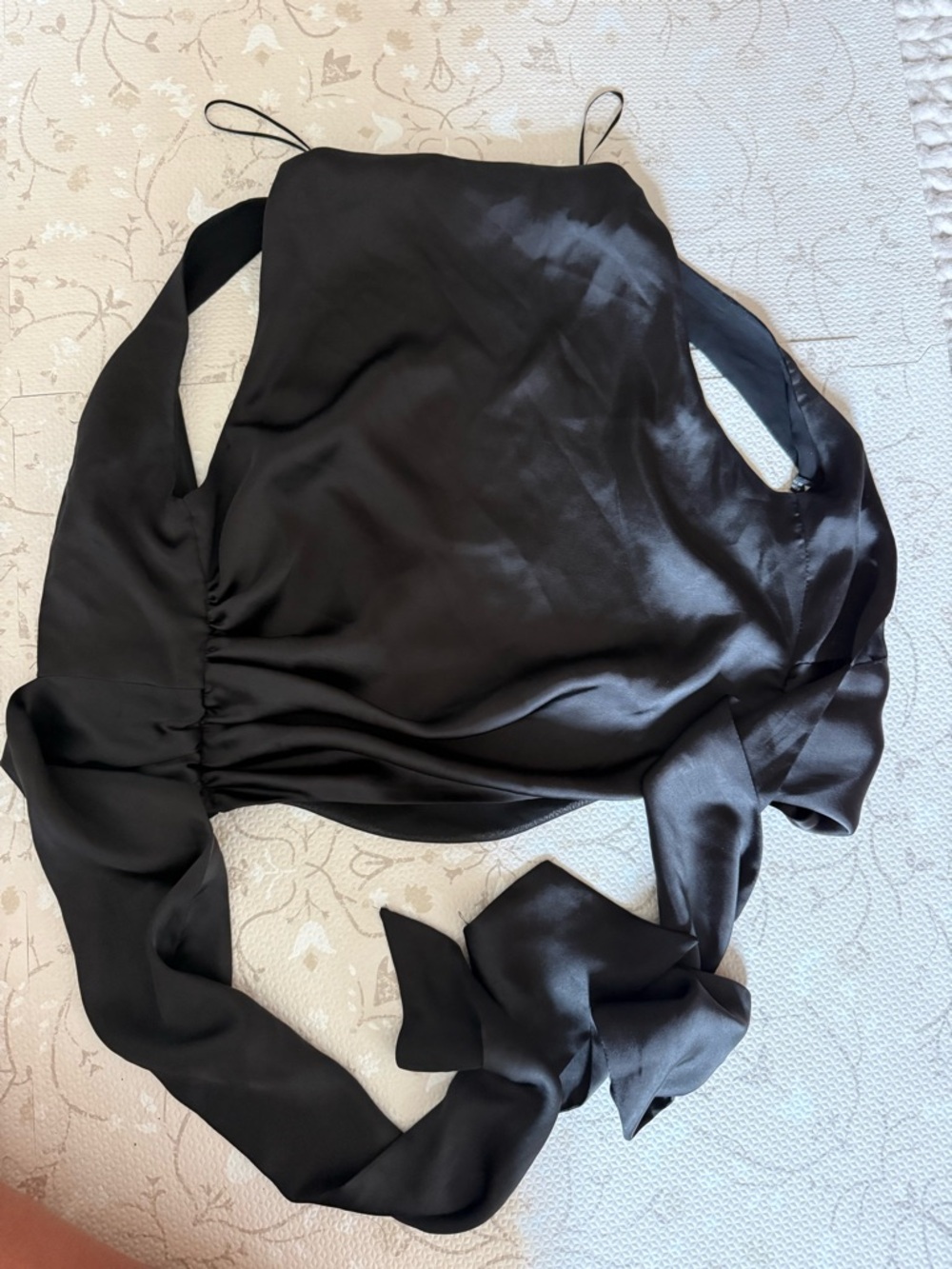 Zara Black Satin backlessTie-Detail Camisole